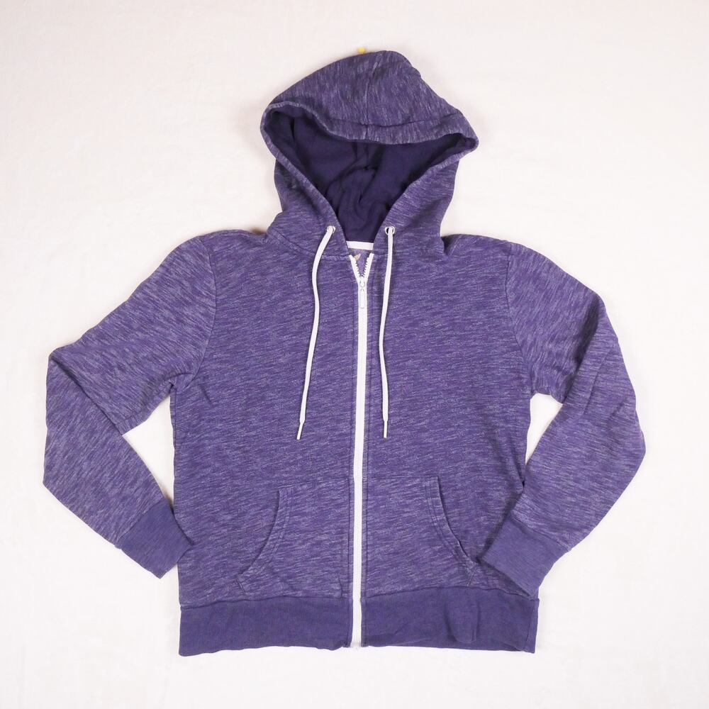 Faded Glory Cozy Heather Purple Hoodie Women's Size M Hooded Sweatshirt Full Zip